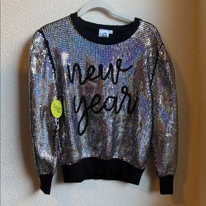 QUEEN OF SPARKLES Silver Sequin Sweater